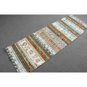 Alfombra Vintage de 2.3x6.8 pies (69x206 cm), Alfombra Turca Floral Marrón - Product Image 3