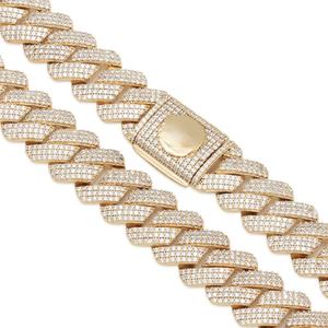 Cadena cubana de Hip Hop hecha a mano, collares de diamantes cultivados Leb de corte redondo de Plata de Ley 925, cadena de eslabones cubanos con estilo Hip Hop - Product Image 2