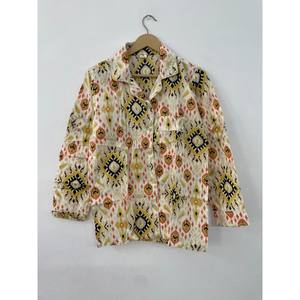 100% algodón patrón geométrico bohemio Unisex ropa de dormir hecha a mano verano camisa Pantalón cómodo Pijama largo conjuntos de secado rápido - Product Image 2