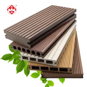 Garden Composite Decking WPC Deck Light grey hollow wood plastic composite floor plank Recycled PE WPC Decking Supplier