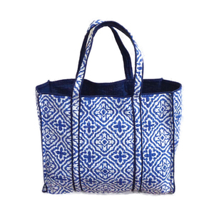 Meilleur prix fait à la main soirée sac fourre-tout bloc imprimé doux coton rembourré matelassé fermeture à glissière à vendre - Product Image 3
