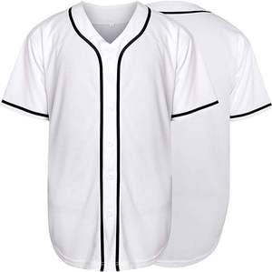 Tendance plaine bouton vers le bas vierge maillot de baseball à manches courtes personnalisé respirant séchage rapide vêtements de sport en gros hommes jeunes enfants - Product Image 3