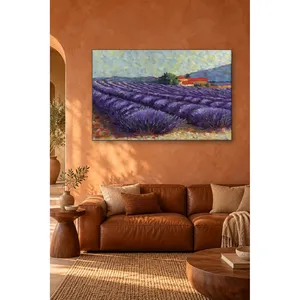 Impression sur toile de la ferme à toit rouge Fida et du champ de lavande - Product Image 2