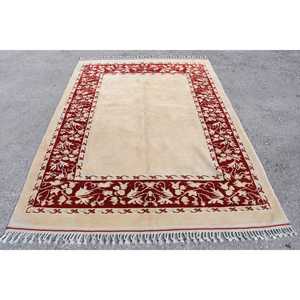 พรมตุรกี, พรมวินเทจขนาด 5.5x7.6 ฟุต, พรมขนสัตว์เปอร์เซียสีเบจ - Product Image 1