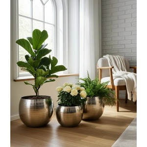 Elegante maceta de metal con acabado duradero de primera calidad Ideal para plantas de interior y exterior y decoración contemporánea del hogar - Product Image 1