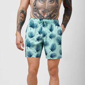 กางเกงขาสั้นชายหาดผ้าแคนวาสผสมสแปนเด็กซ์/โพลีเอสเตอร์ กันยับ ยืดหยุ่น เอวกลาง เป็นมิตรกับสิ่งแวดล้อม แห้งเร็ว กันน้ำ บริการ OEM สำหรับเล่นเซิร์ฟ - Product Image 1