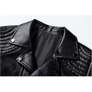 Men Casual Motorcycle Leather Jackets <b>Coat</b> Men Autumn Fashion Stand Collar Faux Leather Jacket <b>Coats</b> Men - Product Image 3