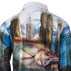 2024 nuevo diseño de manga larga cuello redondo para hombres polos de pesca personalizados tela de algodón sublimación tamaño XXS poliéster ropa de pesca - Product Image 5