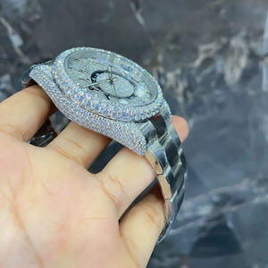 Montre-bracelet de luxe pour homme en acier inoxydable de haute qualité, mécanique, avec moissanite VVS, 40 mm, cadran en verre - Product Image 4