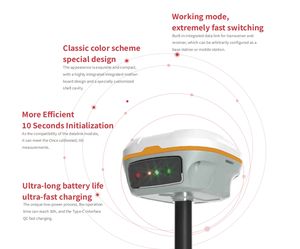 תחנת בסיס SmartPNT I80 לציוד מדידה מדויק IMU, מקלט GPS RTK GNSS, דירוג IP68, טמפרטורת פעולה -30~65 מעלות צלזיוס - Product Image 3