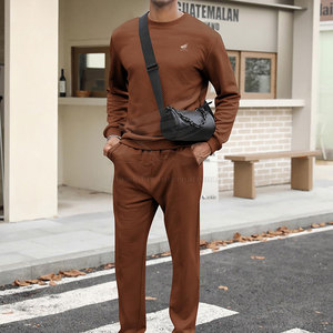 OEM Customized Design <b>Pullover</b> <b>Men</b> Sweat Suit High Quality 100% Cotton Breathable Winter Casual Wear Drawstring Closure Side - Product Image 3