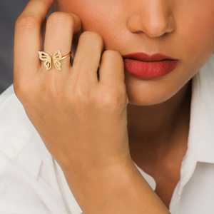 Motif papillon plaqué or 14 carats Style classique Starrer doré Fashion Zircon Platinum Setting Certified GRS pour les mariages - Product Image 1