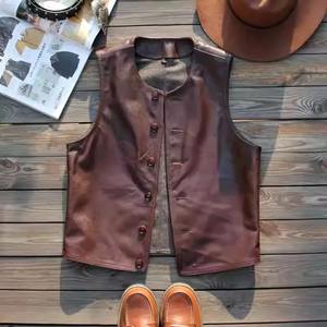 Chaleco de cuero de vaca genuino informal ajustado personalizado chaqueta sin mangas de capa superior transpirable para uso en primavera Otoño Invierno - Product Image 3