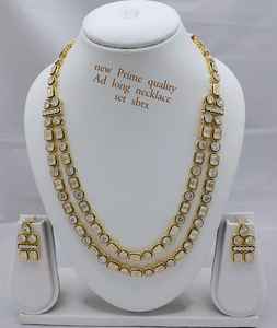 La mayoría de las joyas de moda para mujer, función de boda, piedra CZ tachonada con conjunto de joyas largas chapadas en oro antiguo, pendientes y Mangtika - Product Image 3