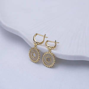 Pendientes colgantes con abalorio hueco en forma de sol, piedra CZ hecha a mano, Plata de Ley 925 turca, joyería de moda para mujer - Product Image 4