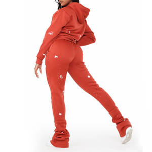 ชุดจ็อกเกอร์แบบครอปสั่งตัดสำหรับผู้หญิง ลายเรียบ สไตล์ลำลองสำหรับฤดูหนาว - Product Image 5