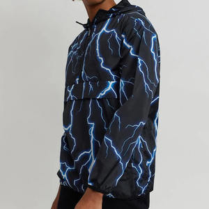 Veste coupe-vent à capuche avec logo personnalisé pour hommes Veste de haute qualité imperméable pour l'hiver aux couleurs contrastées Veste à glissière complète pour hommes - Product Image 3