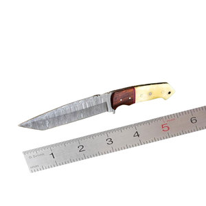 Cuchillo de Supervivencia Hecho a Mano de Acero de Damasco, Cuchillo de Supervivencia para Exteriores, Espiga Completa con Mango de Madera Dura Cómodo - Product Image 1