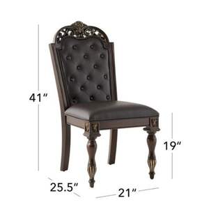 2025 chaises de restaurant de café en bois de teck massif de luxe classique antique avec siège en cuir sculptures accoudoirs meubles de restaurant - Product Image 5