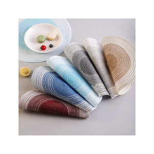 Pastel <b>Round</b> Stylish Tasselled Sustainable Cotton Linen Placemats with Red Zigzag Border Minimalist Table Setting Washable Home - Product Image 6