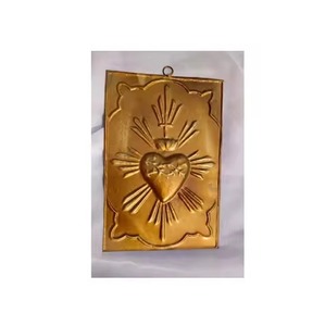 Cœur sacré en laiton Milagros, ornemental, grand cœur doré, soleil éclatant, cœur catholique pour la décoration de la maison - Product Image 5