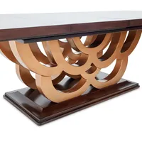 Table à manger en bois massif à base unique, finition noyer caramel, pour salle à manger et cuisine