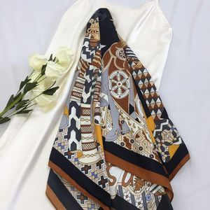 Hot Selling OEM Design Luxury Satin Silk Square <b>Scarf</b> Custom Printed Floral Logo Foulard Breathable Quick Dry Multifunctional - Product Image 3