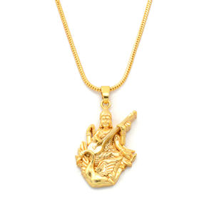 สร้อยคอจี้พระศรีศรีราชาธิเบต ทำด้วยมือจากทองเหลือง ชุบทอง เครื่องประดับเทพธิดา สร้อยคอพระศรีศรีราชาธิเบตสำหรับสวดมนต์ ขายส่งเครื่องประดับฮินดู - Product Image 2