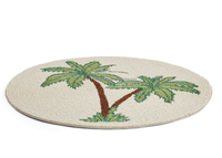 Sous-plats faits à la main en forme de palmier, décoratifs de table bohème, sous-plats ronds en perles de verre avec dos en tissu