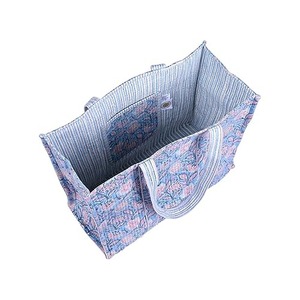 Bolso de mano acolchado elegante reutilizable ecológico para mujer, diseño personalizado, patrón de letras, multicolor, 100% algodón, alta compra - Product Image 4