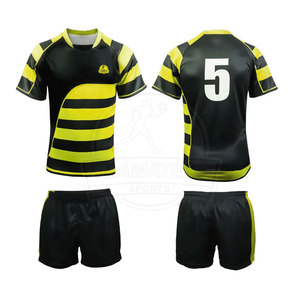 Uniforme de rugby personnalisé OEM pour hommes Dernière conception de shorts de couleur unie Ensemble 100% polyester respirant teint uni Impression de logo personnalisée - Product Image 1