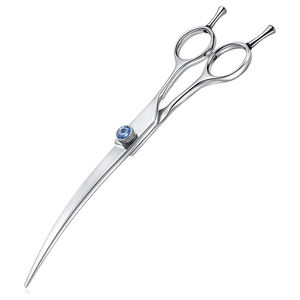 กรรไกรตัดขนสัตว์เลี้ยงแบบมีใบมีดโค้งคมกรรไกรตัดขนสัตว์เลี้ยงทำจากวัสดุขัดเงาพร้อมที่วางนิ้วสองชั้น - Product Image 1