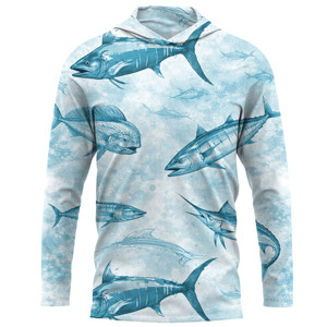 Camisa de Pesca de Seda de Hielo Ultrafina con Protección Solar UPF 50, Sudadera con Capucha de Protección Solar Unisex para Verano, Manga Larga, Transpirable, Estampada - Product Image 4