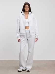 <b>Women's</b> High Quality Marl <b>Grey</b> Jogger Set Zip Hoodie Drop Shoulder Relaxed Two-Piece Tracksuit for Gym Training Winter - Product Image 2