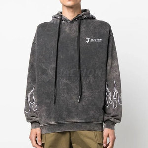 Sweat à capuche décontracté pour homme, grande taille, en polaire, de qualité supérieure, tendance, uni, effet délavé, pour l'hiver - Product Image 2
