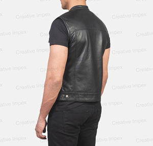 Gilet de motard personnalisé pour homme, qualité supérieure, professionnel, en coton noir, col montant, logo personnalisé, hiver, 100% coton - Product Image 3