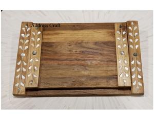 Latest Design Wooden Serving <b>Tray</b> with Mother Pearl Inlay Factory Wholesale for Home Hotel or Kitchen Tableware <b>Dinner</b> <b>Tray</b> - Product Image 2