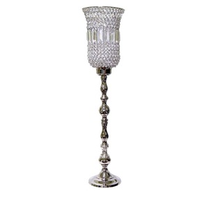 Bougeoir Hurricanes en aluminium décoratif de mariage fini argenté avec tasse en cristal pour centres de table - Product Image 2