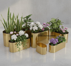 Juego de Macetas Rectangulares de Metal Dorado con Florero Moderno para Mesa, Portátil para Decoración del Hogar, Hotel y Bodas - Product Image 6