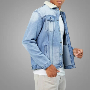 Automne hiver hommes veste en jean mode 95% coton décontracté bicolore couture noir/rouge noir/bleu noir/blanc veste en jean - Product Image 2