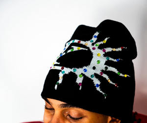 Nueva venta al por mayor de alta calidad personalizado Beanie hombres Unisex invierno Beanie sombrero multicolor estampado de diamantes de imitación de punto con logotipo personalizado - Product Image 3