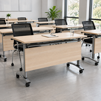 Table de formation pliable en panneau de particules mélaminé E1 25 mm avec plateau et structure en acier pour bureau, salle de conférence, salle de formation scolaire