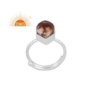 Dernière tendance en matière de bijoux : Bague empilable en argent sterling fin avec pierre précieuse naturelle Jasper œil de perdrix, fabricant de bijoux sur mesure - Product Image 1