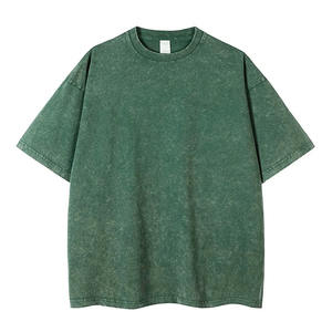 เสื้อยืดผ้าฝ้าย100% ซักแบบวินเทจสำหรับผู้ชายเสื้อยืดโอเวอร์ไซส์เปิดไหล่ใส่สบายคอกลมป้ายแท็กได้ตามต้องการ - Product Image 1