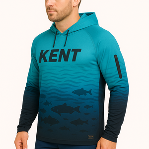 Camisa de pesca sublimada con capucha de talla grande UPF 50 + Premium Anti-UV de secado rápido que absorbe la humedad para pescadores para deportes al aire libre - Product Image 2