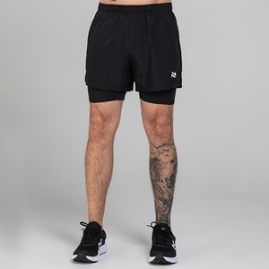 100% Polyester Hommes Board Shorts Taille Moyenne Cordon Fermeture Solide Noir avec Sublimation Tricoté Toile Motif - Product Image 2