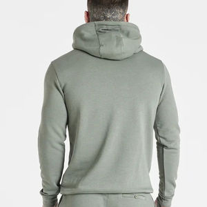 Sweat-shirt à capuche oversize en coton/polyester pour homme, avec logo personnalisé brodé, épaules tombantes, en molleton épais, double fermeture éclair - Product Image 2