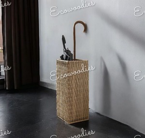 Antique Rattan Handcrafted <b>Umbrella</b> <b>Stand</b> Solid Base Indoor Outdoor Storage Basket with Traditional Look - Product Image 6