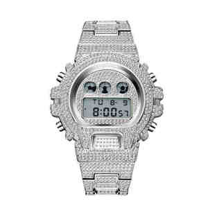 Reloj de lujo de Plata de Ley 925 de diseño único para hombre, Diamante completo, moissanita helada con oro blanco, estilo HipHop, reloj antiguo - Product Image 1
