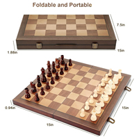 AYAANS Jeu d'échecs en bois pliable Échiquier de voyage portable avec pièces Staunton Plateau de jeu fait main pour enfants et adultes